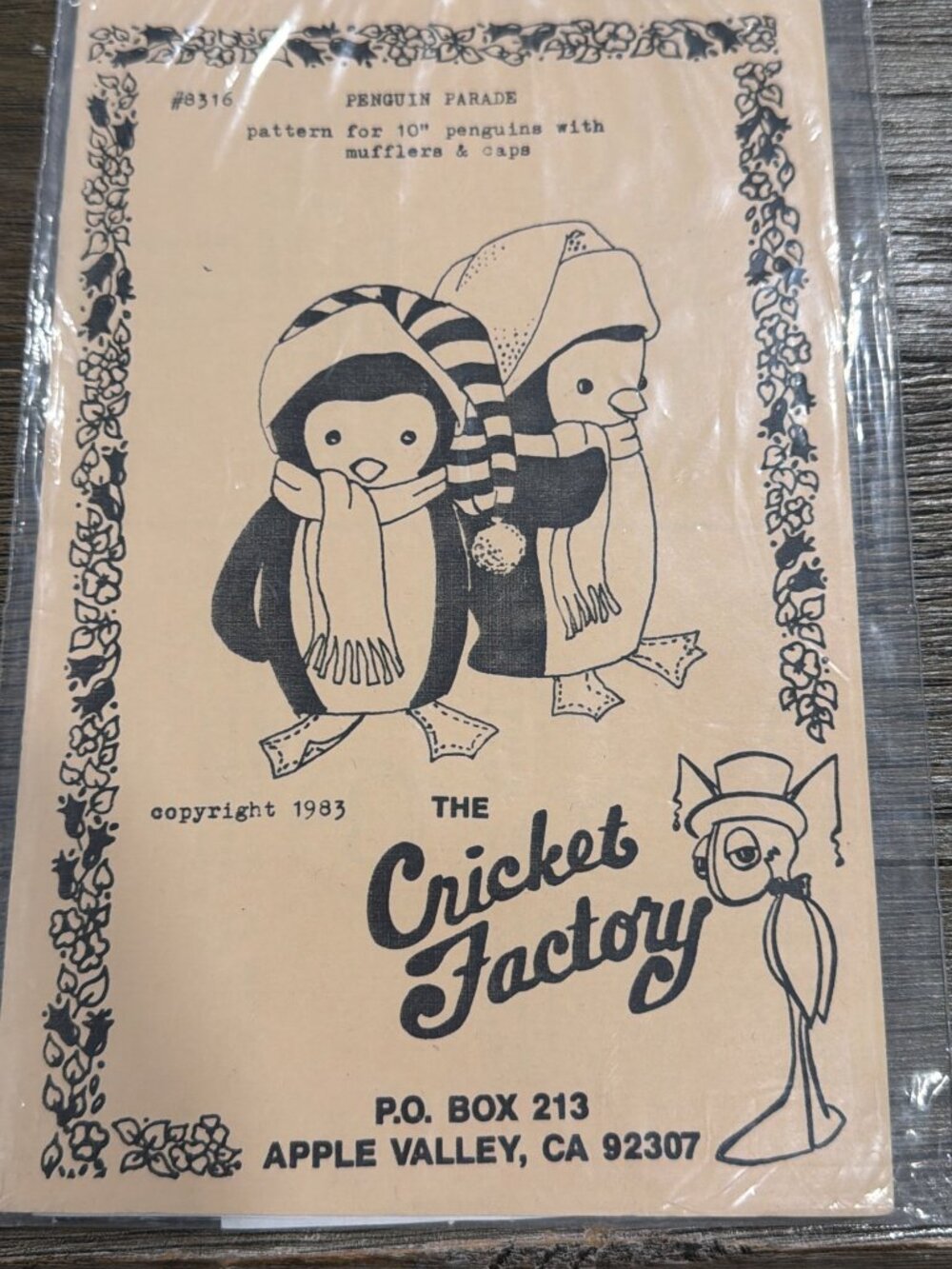 Penguin Parade Sewing Pattern 10" Plush Penguins The Cricket Factory 1983